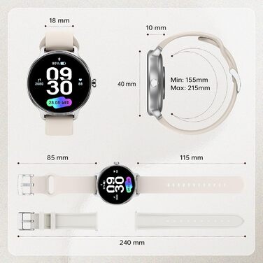 Розумний годинник для чоловіків та жінок, круглий, 1,27-дюймовий AMOLED-розумний годинник з функцією телефону, фітнес-годинник з монітором серцевого ритму, монітором SpO2, монітором сну, крокоміром, 120 спортивних режимів, водонепроникний IP68, сумісний з