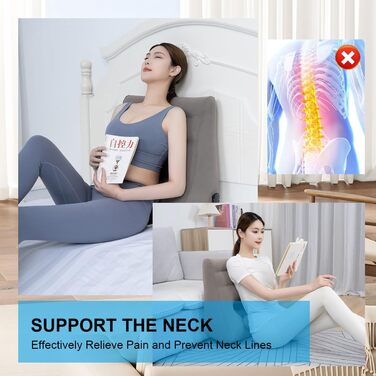 Надувна подушка для голови, подушка для відпочинку, стискальна подушка для читання з надувним мішком, клиноподібна подушка для читання, сну, фізичних вправ, підтримка підборіддя та шиї