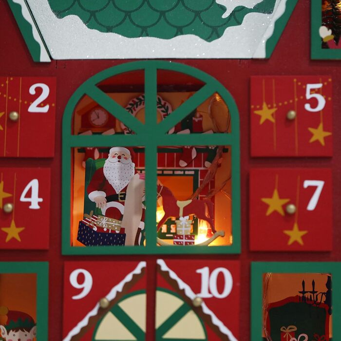 Різдвяний адвент-календар-будиночок з дерева з 24 шухлядами PIONEER-EFFORT