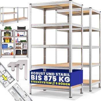 Стелаж Monzana 2 шт. Heavy Duty XL 180x90x60см 1750кг 5 МДФ Стелажі для зберігання Стелажі для підвалу Безболтові стелажі Стелаж для майстерні