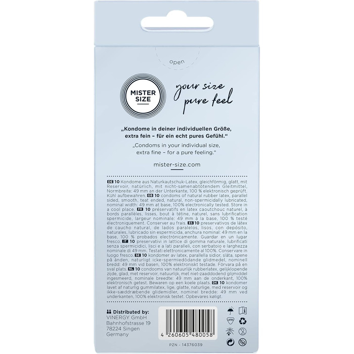 Презервативи MISTER SIZE 49 мм, надтонкі, 10 шт, XS–S