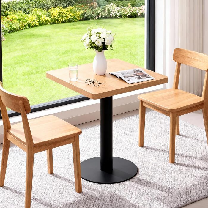 Обідній стіл Mingone 60 см, кухонний стіл, обідній стіл, маленький з дерев&39яною стільницею, квадратний стіл, дубовий вигляд з металевими ніжками, для вітальні, балкону, їдальні, 60x60x75 см, квадратний