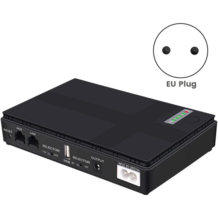 Комплект джерела безперебійного живлення Mini UPS USB POE 10400mAh Резервне копіювання для WiFi роутера CCTV (розетка ЄС), 1