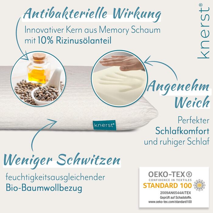 Дитяча подушка - Ергономічна подушка для дитячої кімнати з піною з пам'яттю - Подушка 40x60 см ідеально підходить як дитяча подушк