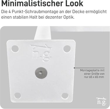 Прямокутна вішалка для одягу, U-подібна, настінна, для ванної кімнати, коридору, кухні, вкл. монтажні елементи (дюбелі та шурупи), порошкове покриття, стійка до іржі (60 см x 90 см, білий) 60 см x 90 см білий