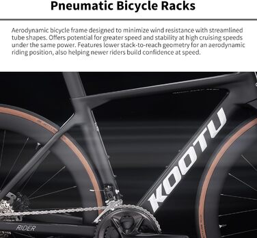 Карбоновий шосейний велосипед KOOTU, легкий шосейний велосипед з повністю карбоновими дисковими гальмами, 24-швидкісною групою Shimano R7120 та гідравлічними дисковими гальмами для дорослих, червоний, 56 см