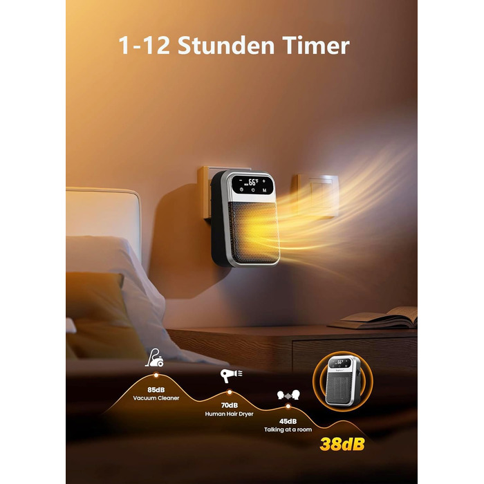 Підключається до мережі з вентилятором та дистанційним керуванням, міні-керамічний вентилятор для ванної кімнати, енергозберігаючий, тихий обігрів, променевий обігрівач потужністю 800 Вт з 12-годинним таймером, термостатом та захистом від перегріву для сп