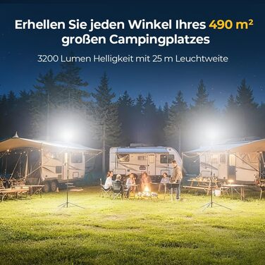 Висувний кемпінговий ліхтар BougeRV CL03 3200LM, акумуляторний кемпінговий ліхтар ємністю 8000 мАг, робочий ліхтар 2,3 м, телескопічний кемпінговий ліхтар для подорожей по бездоріжжю, для автофургонів, кемпінгу, будівельного майданчика, гаража, темно-зеле