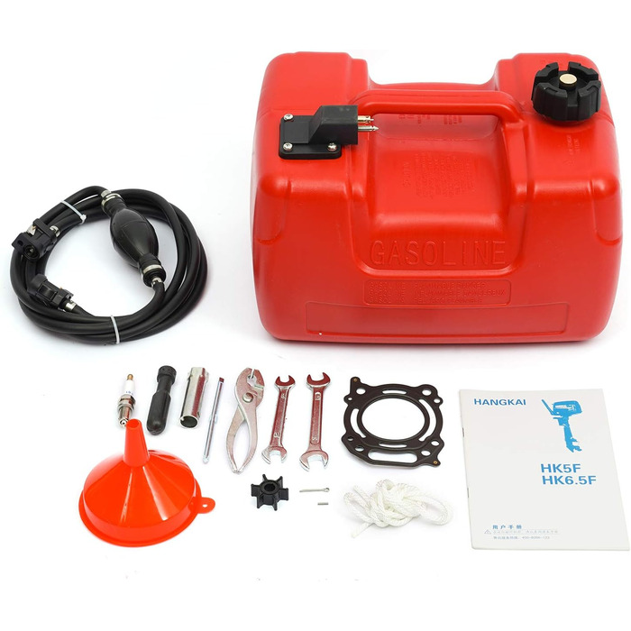 Човновий мотор потужністю 6,5 к.с., 4-тактний, бензиновий двигун, водяне охолодження, потужний човновий мотор для надувних рибальських човнів, система запалювання CDI, 123 куб.см, короткий вал 40 см/16 дюймів, 5000-6000 об/хв