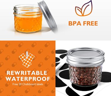 Міні-банки для консервування Tarana, банки для зберігання, прозорі скляні банки для консервування об&39ємом 4 унції з кришками, маленькі скляні банки об&39ємом 120 мл, що підходять для зберігання продуктів, варення, спецій, свічок, меду (12 шт. ) Срібляст