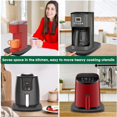 Розсувна дошка для кавоварки та кухонного комбайна - аксесуари для швидкопереміщеної рухомої дошки, сумісні з більшістю кухонних приладів, Keurig K-Mini, Ninja, маленька фритюрниця Потовщений матеріал (чорний матовий)