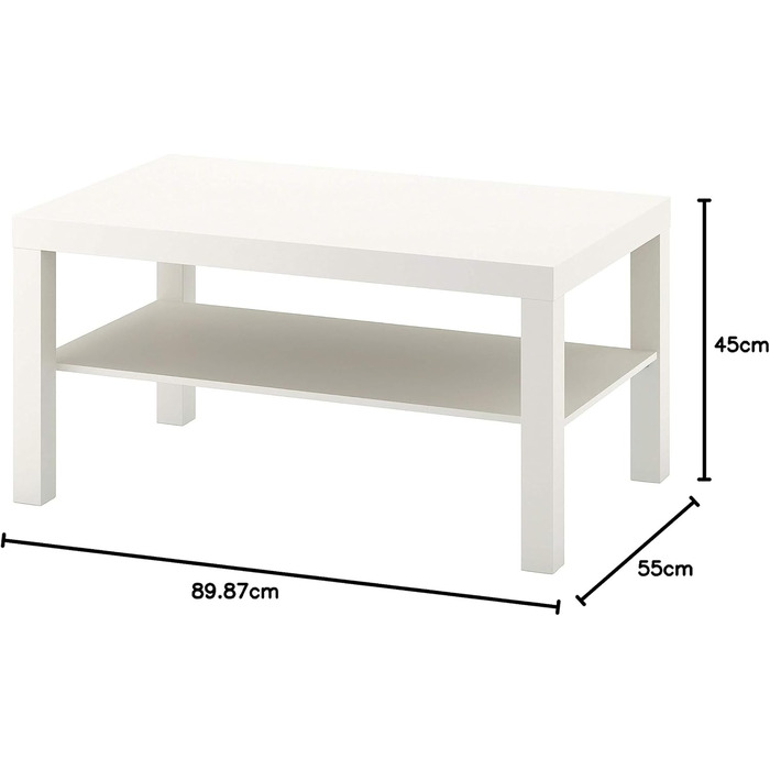 Журнальний столик IKEA Lack, меблі для вітальні, диванний столик з полицею, 90x55x45 см, білий