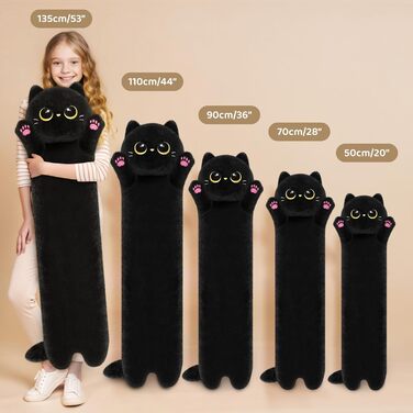 Подушка довга Mewaii Кіт чорний, 51 см, пуховий бавовна