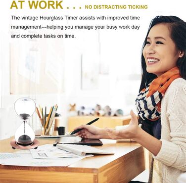 Пісочний годинник SuLiao для Uten, поворотний на 720, старовинний білий пісочний годинник, вінтажний пісочний годинник 1 Hora Reloj de Arena, великий метал, пісочне скло, офіс, письмовий стіл, дім, весільне оформлення (сірий магнітний пісок, 1 хвилина)