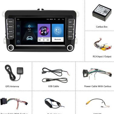 Автомобільна стереосистема Мультимедійний програвач Bluetooth WiFi Mirror Link GPS-навігація FM для V/W/Golf/Polo/Jetta/Passat/Skoda/Octavia Камера заднього виду, 2 DIN Android