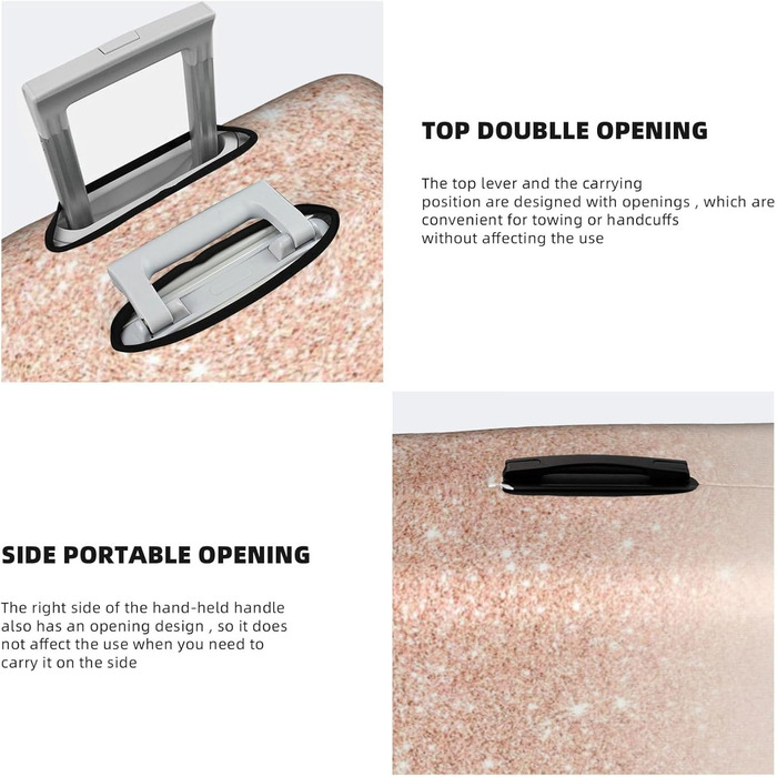 Валіза для подорожей, пилонепроникна, з блискітками, захист багажу, біла, XL