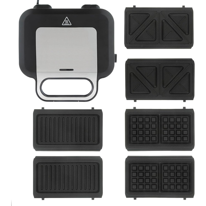 Багатофункціональний прилад Russell Hobbs 3-в-1 бутербродниця, вафельниця, контактний гриль Творіння (можна мити в посудомийній машині, тарілки з антипригарним покриттям і дуже глибокі пластини, без бісфенолу А) 26810-56