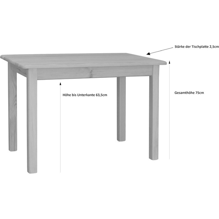 Стіл з масиву сосни, обідній стіл, сосна, лакований міцний захисний шар, 80 x 100 см