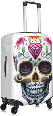 Чохол для валізи з 3D-друком, квітковий мотив черепа, захист під час подорожей, еластичний, миється, підходить для валіз розміром 45,7 - 81,3 см, розмір 3D S