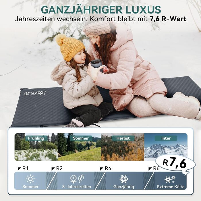 Самонадувальний килимок для сну HIKENTURE, пінопластовий кемпінговий матрац товщиною 5 см, самонадувальний повітряний матрац, зручний килимок для сну для кемпінгу, активного відпочинку, походів, подорожей, намету, темно-сірий