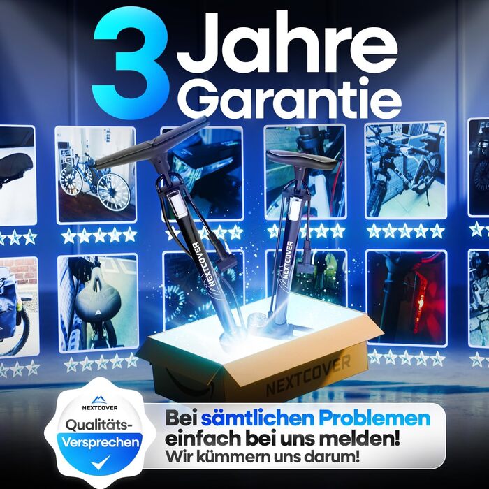 Велосипедний насос NEXTCOVER для всіх типів вентилів з технологією Airflow Насос для вентилів Schrader, Presta та Dunlop Підлоговий насос з манометром Велосипедний насос AirPro