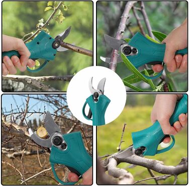 Електричні садові ножиці, професійні електричні садові ножиці 25 мм з 2 акумуляторами ємністю 9000 мАг для обрізки, електричні садові ножиці, ножиці для гілок