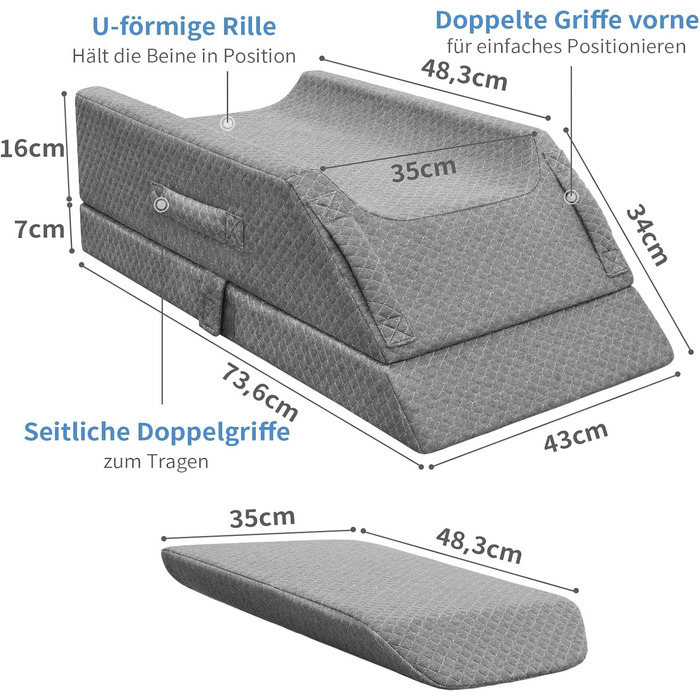 Подушка для ніг KingPavonini для підняття висоти від післяопераційних набряків, подушка для ніг з піни з ефектом пам&39яті для кровообігу, ішіасу, болю в спині, коліні, стегні, щиколотці