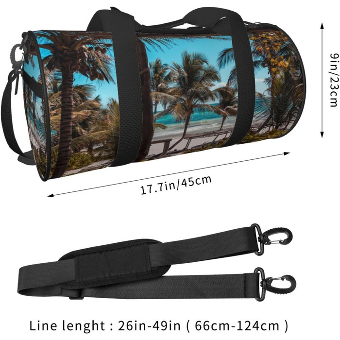 Спортивна сумка, дорожня сумка, пляжна сумка, з пальмами, принт, сумка на нічліг, чорна, універсальний розмір