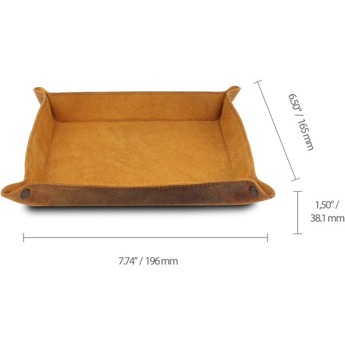 Лоток для зберігання речей Londo з натуральної шкіри - шкіряний органайзер, практична коробка для зберігання - для гаманців, годинників, ключів, монет, мобільних телефонів та канцелярського приладдя, колір верблюжий