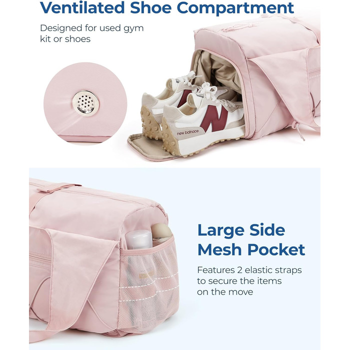 Жіноча спортивна сумка BAGSMART, легка дорожня сумка з відділенням для взуття, сумка для вихідних з відділенням для вологих речей, сумка для тренувань/йоги, колір верблюжий