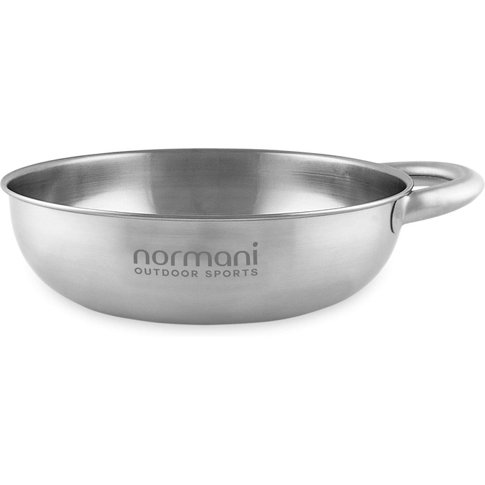 Тарілка/миска з нержавіючої сталі 18/8 з ручкою для активного відпочинку на свіжому повітрі - 18 x 5 см - місткість 1 літр, стійка до іржі, набір з 1, 2 або 4 шт. , колір 4 особи, 4 особи, 18 x 5 см