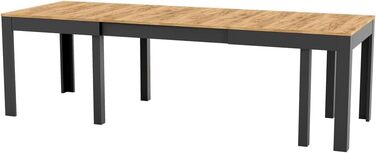 Великий, практичний стіл MPS WENUS 160-300x90x76см Дуб Craft Black Обідній стіл на 4-12 осіб з розсувною стільницею до 300 см Сучасний дизайн Прямокутний стіл