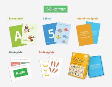 Вивчення літер і цифр, картки німецької абетки, 60 карток для дітей