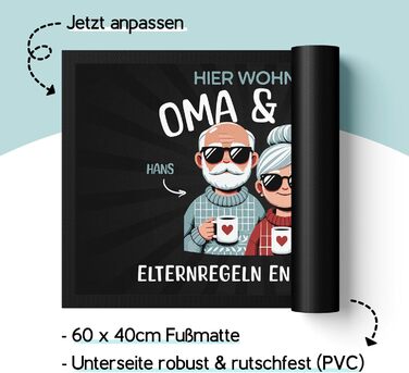 Килимок для бабусі та дідуся Персоналізований килимок для бабусі та дідуся, кумедний подарунок на день народження Бабуся та дідусь живуть тут, 60x40 см