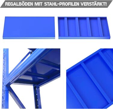 Сталевий надміцний стелаж Area1 200x200x50 см (ВxДxШ) Надійна промислова якість для складів, гаражів або підвалів 200 x 200 x 50 см