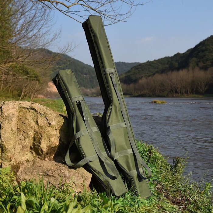 Сумка для риболовлі Lixada 100 / 150 см, багатоцільова складна сумка для вудки, кишені на блискавці, сумка для зберігання, темно-зелена - 150 см
