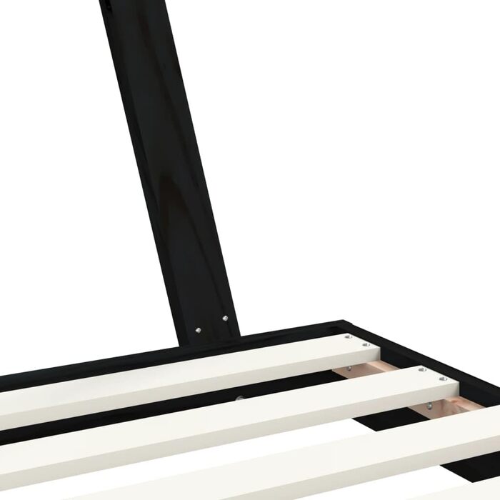 Дитяче ліжко, чорне, 90x190 см, масив сосни, дизайн вігваму, підлогове ліжко з міцними дерев&39яними рейками для вентиляції та стійкості, 199 x 94 x 134 см, чорне