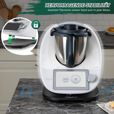 Розсувна дошка ANBOXIT для Thermomix TM6/TM5, дошка для Thermomix з колесами, бамбукова рольганг/слайдер Easy Gliding - Black