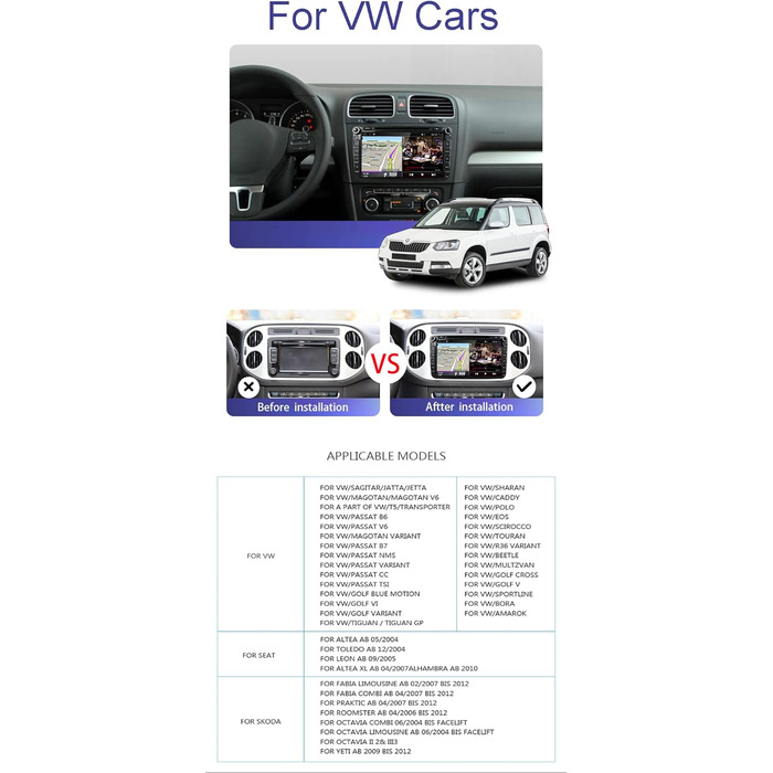 Автомобільна стереосистема JOYX Android 12 підходить для VW Passat/Golf/Skoda/Seat - GPS 2 Din - Камера заднього виду Canbus БЕЗКОШТОВНО - 2G32G - 8 дюймів - Підтримка DAB Керування на кермі 4G WiFi Bluetooth Mirrorlink Carplay Android 9-2G32G