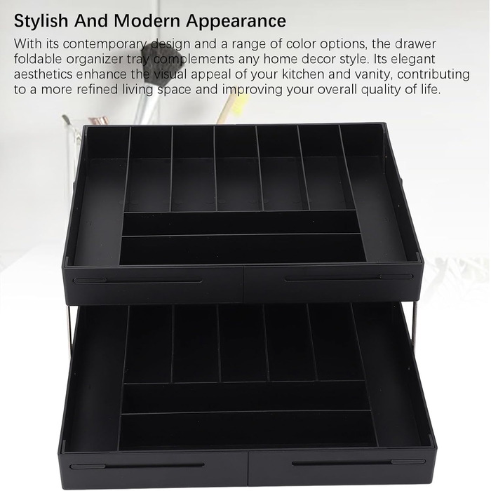 Багаторівневий розширюваний органайзер для столу Naroote, розширюваний органайзер для столу з міцного пластику, багатофункціональний для кухні (ЧОРНИЙ) чорний