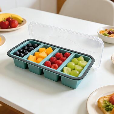 Контейнери для супу LURICO з кришками, контейнери для заморожування супу, набір із 2 силіконових форм для заморожування 250 мл з кришками - дуже великі формочки для кубиків льоду для супу, бульйону, соусів, 4 отвори