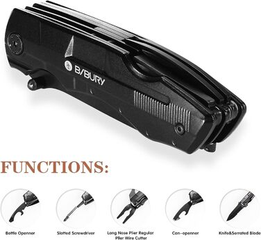 Подарунки для чоловіків, багатофункціональний ніж BIBURY 5 в 1, різдвяні подарунки Складаний кишеньковий мультитул, багатофункціон