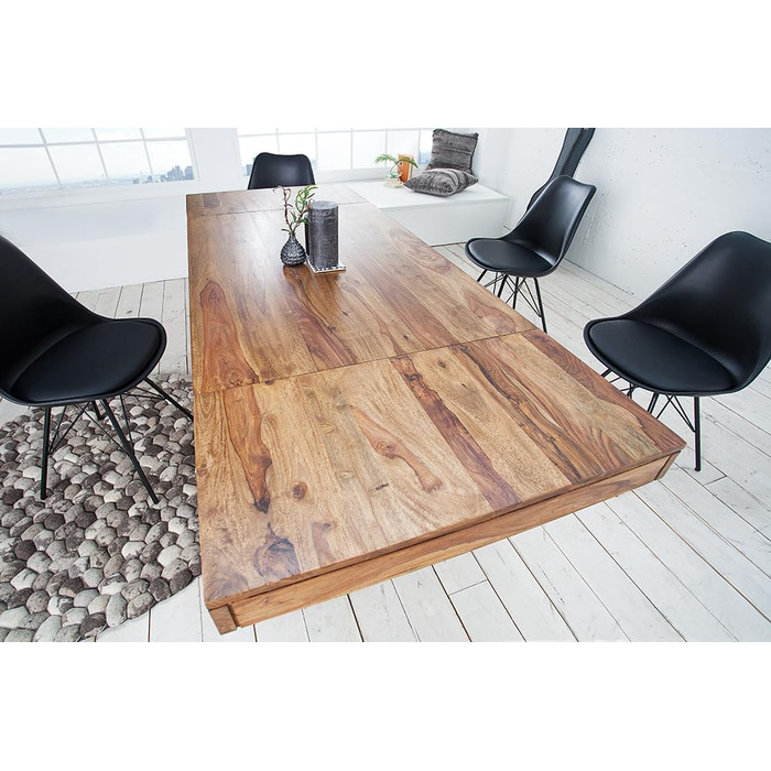 Обідній стіл Invicta Interior Pure Solid Wood, 120-200 см, дерево шишам, розсувний дерев&39яний кухонний стіл з висувними полицями