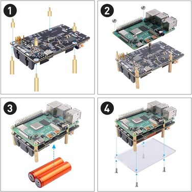 ДБЖ V5 Джерело безперебійного живлення ДБЖ для Raspberry Pi 5, підтримка зарядного пристрою 18650 Плата розширення Power Bank Power Management 5V для Raspberry Pi 4B/3B/3B/2B/B/A/A