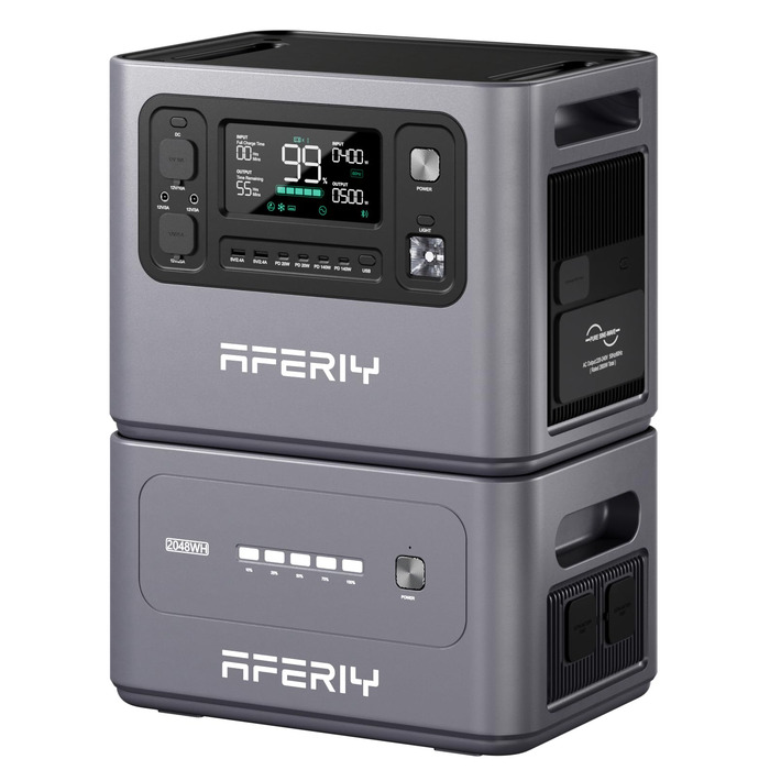 Комплект Електростанція 2800 Вт 2048 Втгод розширювальний акумулятор 2048 Втгод, швидка зарядка 1,5 години, 13 виходів, чиста синусоїда 230 В, ДБЖ, сонячний генератор 4096 Втгод для кемпінгу/домашнього офісу, 2025