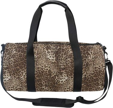 Спортивна сумка з леопардовим принтом, коричнева, з міцної тканини, дорожня сумка, для подорожей на вихідні, чоловіча та жіноча, для спорту та на нічліг