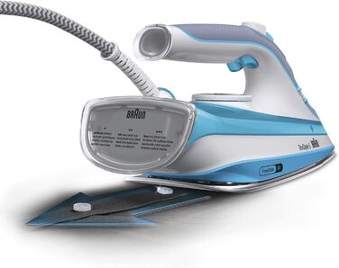 Парова праска Braun TexStyle 5 SI 5006 BL - праска з підошвою Freeglide 3D, вертикальна подача пари, потужність 2600 Вт, паровий у