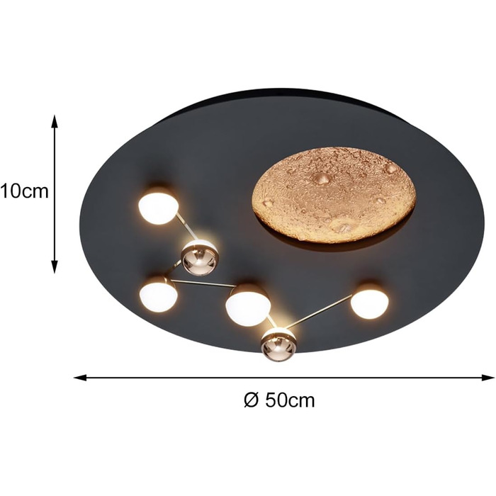 Стельовий LED-світильник Trio Leuchten Zodiac 644810132, матовий чорний метал, 42 Вт, з перемикачем диммера (Чорний матовий/Кава)
