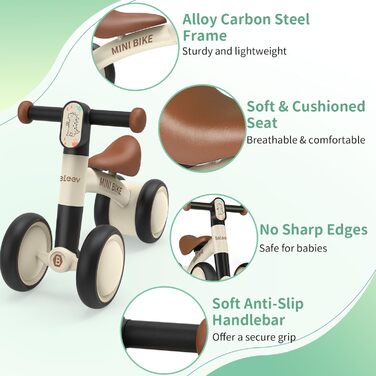 Дитячий балансовий велосипед від 1 року, балансовий велосипед для дитини 10-24 місяців, балансовий велосипед без педалей з 4 колес