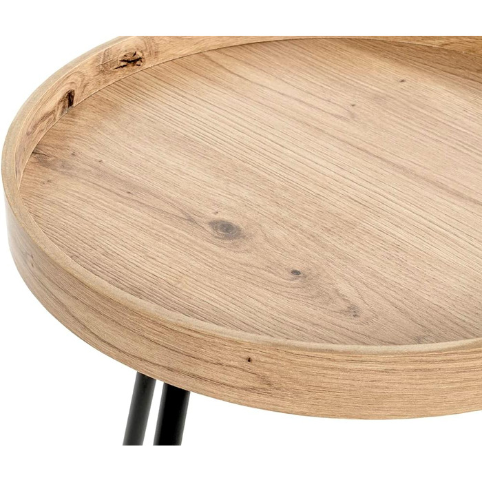 Журнальний столик HAKU Furniture, світлий дуб, чорний, МДФ, метал - Розміри В 45 x Ø 40 см, Стиль Сучасний